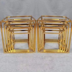 Gold Cube Dessert Table Stands | 5-Piece Cake Display Risers
