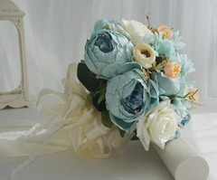 Simulation flower blue peony rose bridal bouquet wedding supplies Mori photo