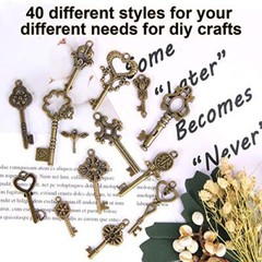 Set of 40 Flying Keys Charms, 40PCS Dragonfly Wings 40 DIY Vintage Skeleton