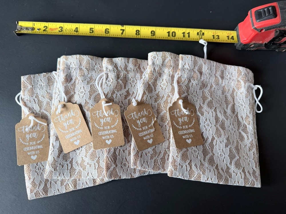 Rustic Chic Burlap and Lace Favor Bag Wedding Engagement Shower Party Gift Jute