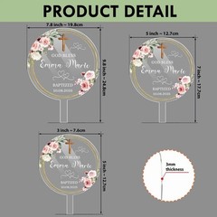 Personalized God Bless Cake Topper Photo Baptism Christening First Communion