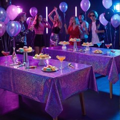 Purple Birthday Decorations – 2 Pack Laser Tablecloth for