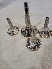 Wedding Flower Holders 4 Liards Tussie Mussie Bouquet Nickel Silver