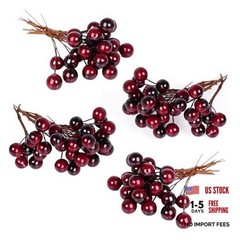 hoyuwak Burgundy Christmas Ornaments – 100 Pcs Artificial Holly Berries on