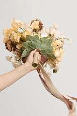 Ling’s Moment Earth Brown and Butter Free-Form Bridal Bouquet 13 in