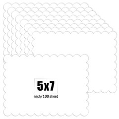 MixTeach 100 Pcs White Scalloped Cardstocks 5″ x 7″ Rectangle 5x7inch,