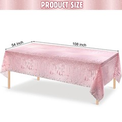 Pajean 3 Pcs Tablecloths Glitter Diamond Table 54″ x 108″, Pink and Rose Gold