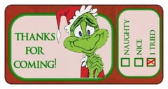 30 Mini Wine/Water Bottle Labels Christmas Holiday Grinch Other Designs