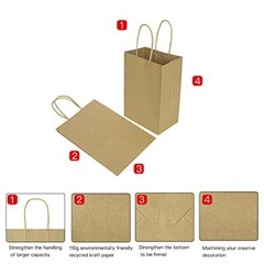 100 Pack 5.25″x3.25×8″ Brown Small Paper Bags with Handles Bulk, Gift Paper Bags