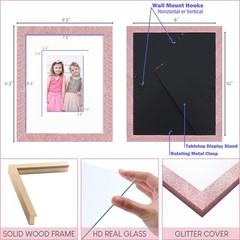 8×10 Glitter Picture Frame Set of 3, Stylish Sparkling Photo Frames with 5×7/…