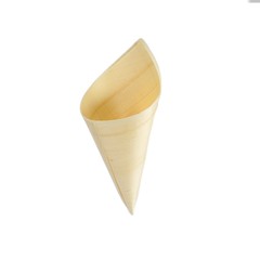 50 pcs 6″ long Natural Wooden Food Serving Cones Wedding Disposable Tableware