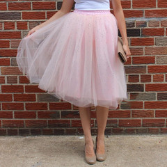 Light Pink Glitter Tulle Rolls 6 Inch by 10 Yards Sequin Tulle Fabric Ribbon for