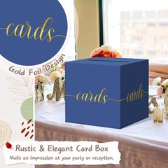 Navy Blue Graduation Card Box, Gold Foil Gift Card Box for Graduation, Party,…