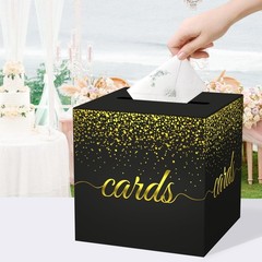 Black Gold Cards Box for Birthday, Wedding, Bridal or Baby Shower, Graduation…