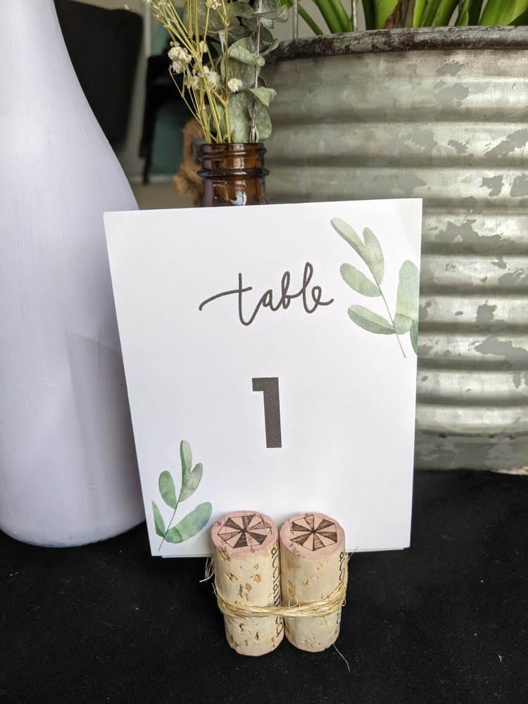 Wine Corks Sustainable Table Number Holder, Photo Holder, Escort Cards (5 Set)