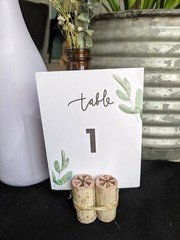 Wine Corks Sustainable Table Number Holder, Photo Holder, Escort Cards (5 Set)