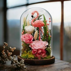 Eternal Flowers with Flamingo-Big Flower Big Love- Graduation Pink