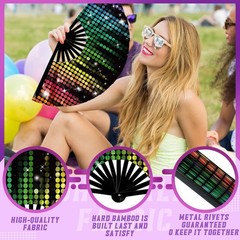 Maitys 2 Pcs Large Clap Fans for Line Dancing 13 Flash Pattern, Multi Color