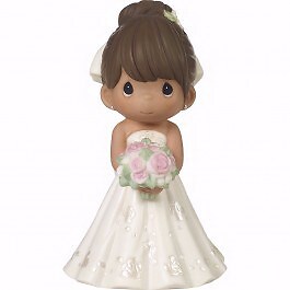 FIGURINE-BRIDE WEDDING CAKE TOPPER-BROWN HAIR MED
