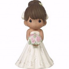 FIGURINE-BRIDE WEDDING CAKE TOPPER-BROWN HAIR MED