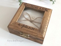 Rustic Country Barn Wedding Ring Box Holder. Wooden Ring Bearer Box Personalized