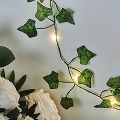 7 ft Green LED Ivy Leaf Garland Battery Operated Fairy Lights Party Decorations