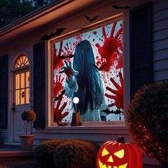 Large 5x5ft Halloween Backdrop for Wall | Halloween Window Curtain Decor | Pa…