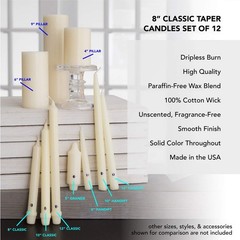 Colonial Candle Unscented Taper Candle Handipt Collection Evergreen 6 In Pack