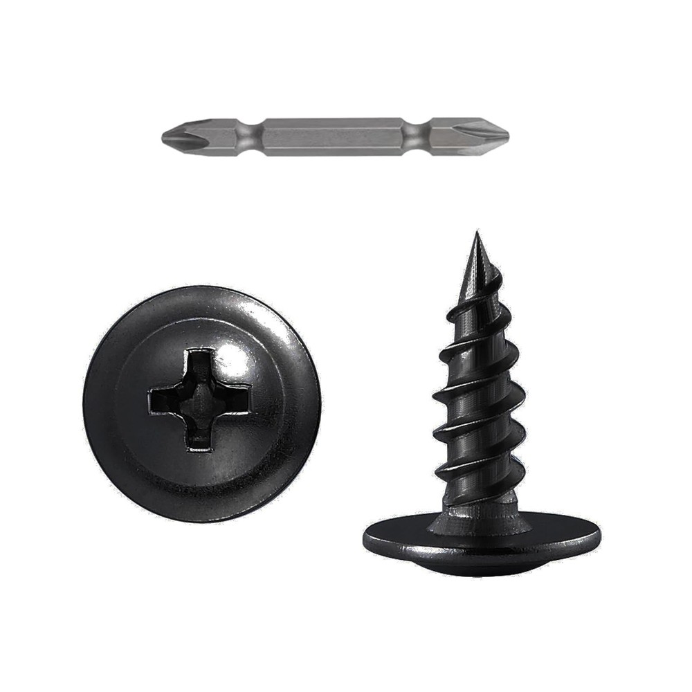 (400 Pcs)#8×1/2″ Black Truss Head Wood Screws Quick Metal Self Tapping Zinc