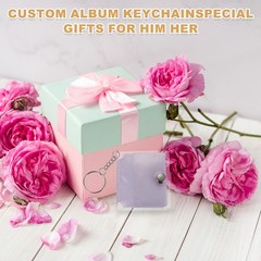 4Pcs Mini Photo Album Keychains 1.8 Inch PVC Picture Keychain Transparent