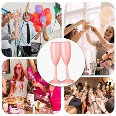 12pcs Champagne Flutes,6OZ Acrylic Champagne Glasses Plastic 12 PCS Light Pink