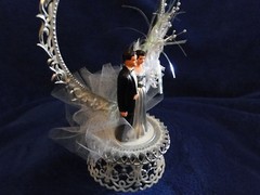 New 25th Wedding Anniversary Heart caketopper with Bride & Groom in Silver #12