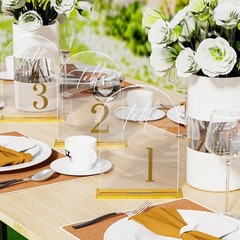 Arch Wedding Table Numbers 1-10 with Stands Elegant Gold Number 5.5 x 7” Arch…