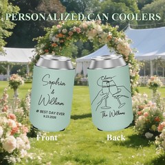 Custom Wedding Can Cooler 100 Pack Bulk Wedding Favors Guests Insulated Neoprene