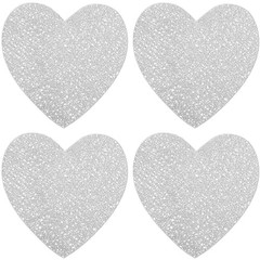 Valentine’s Day Love Heart Placemats Set of 4, 15″ Non Slip Love Heart Silver