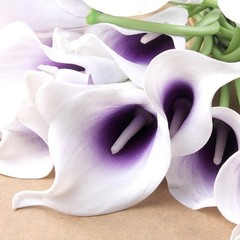 Calla Lily Bridal Wedding Bouquet 20pcs Purple Latex Real Touch – Decor