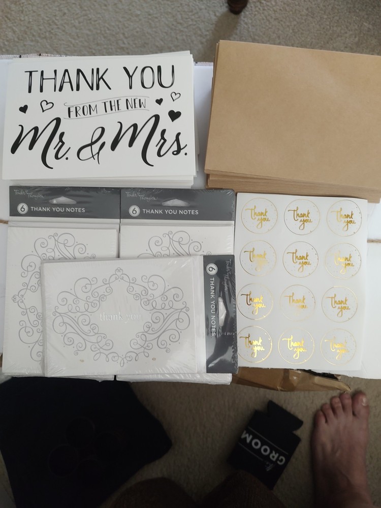 Wedding Thank You Cards 60 Gold, 48 Silver