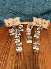Unique -Glass Ice Cube Shaped Place Holders For Table Setting Cards -12