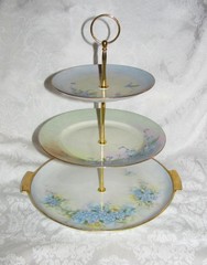 Custom Three Tier Tea Party Cake Stand Made With Vintage Hand Painted Plates
