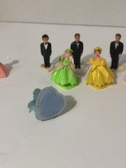 Lot Of 8 VTG 1950s Wedding Party Cake Toppers Bridesmaids Groomsmen Colorful