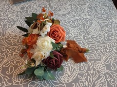 Rinlong 1Pc Wedding Bridesmaids/Bride Bouquet Burnt Orange Terracotta Cream