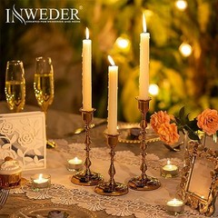 Brass Candlestick Holders Vintage: Taper Candle Holder Metal 1 Set(3 Pcs) Gold