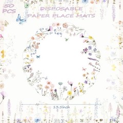 G.R.I – 50 Pcs Summer Flower Paper Place Mats, Watercolor Wildflower Butterfly