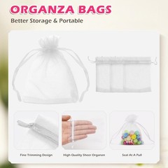 50 Count White Organza Drawstring Bags 3×4 – Luxurious Gift Packaging Solution