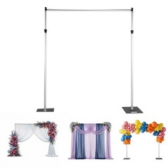 10x10ft Adjustable Wedding Backdrop Stand Background Curtain Pipe Stage Stand US