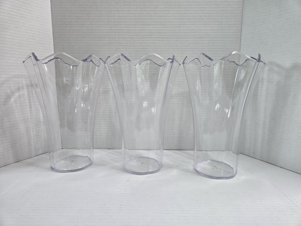 3 Big Acrylic Clear Flower Vases Floral Design Wedding Party Shower Decoration