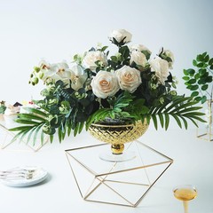 GOLD CLEAR 14″ Metal Glass Geometric CAKE STAND Party Wedding Events Decorations