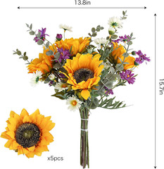 Artificial Sunflower Bouquet for Bridal Centerpieces Wedding Party Table Decor