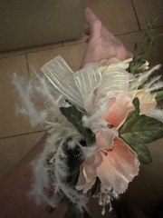 Wrist Corsage with Salmon and Peach, Pink Hues w/a Bow.Prom, Formal,Mothers Day.