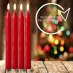 4 pcs Set Taper Candle Candlesticks 7 ¾ (7.75 inch) Tall x 3/4 inch 4pc Red